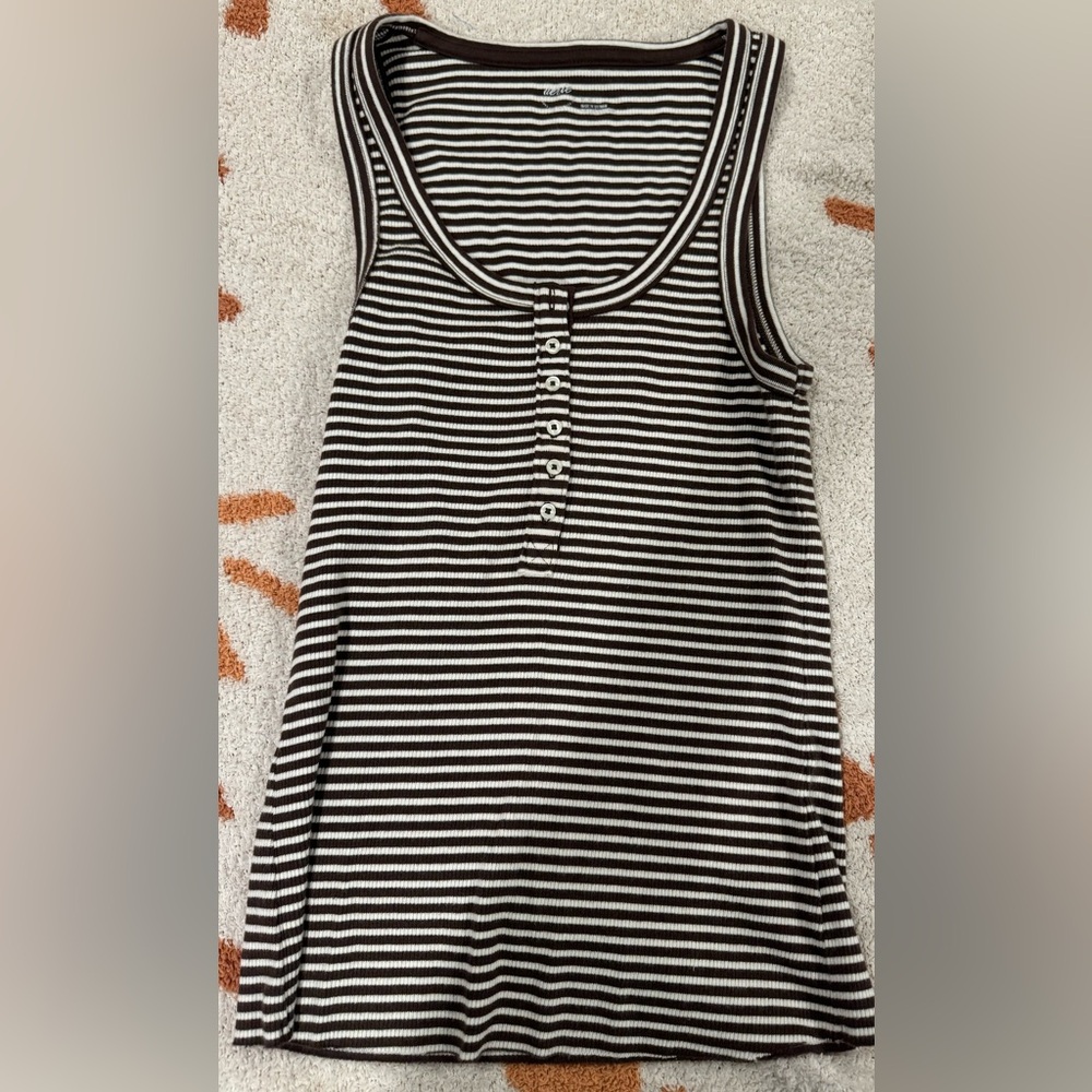 American Eagle Outfitters Brown and White Striped Sleeveless Top
